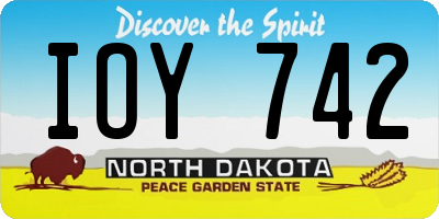 ND license plate IOY742