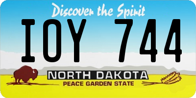 ND license plate IOY744