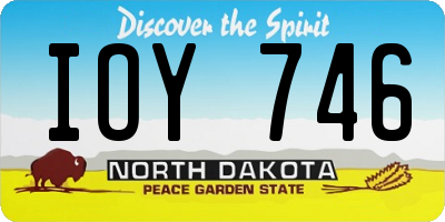 ND license plate IOY746