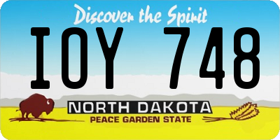 ND license plate IOY748