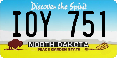 ND license plate IOY751