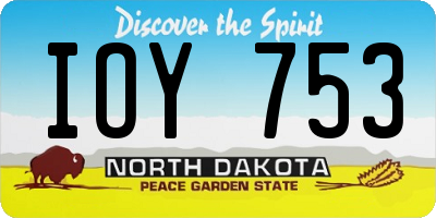 ND license plate IOY753