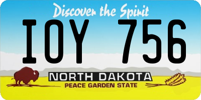 ND license plate IOY756