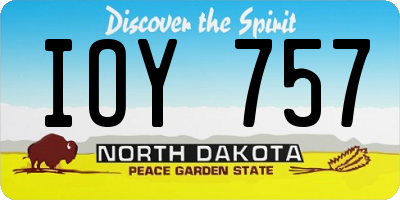 ND license plate IOY757