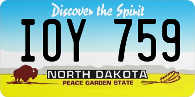 ND license plate IOY759