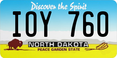 ND license plate IOY760