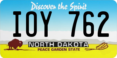 ND license plate IOY762