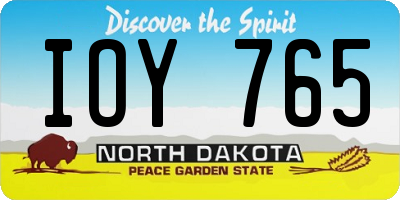 ND license plate IOY765