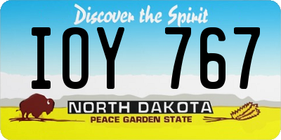 ND license plate IOY767