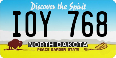 ND license plate IOY768