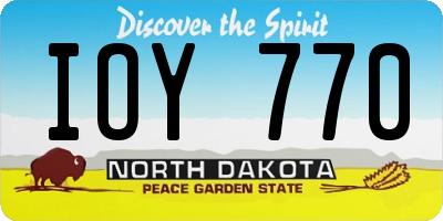 ND license plate IOY770