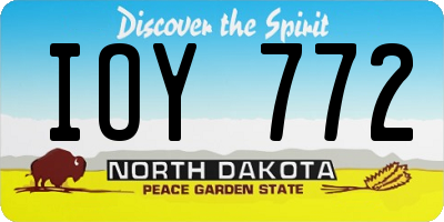 ND license plate IOY772