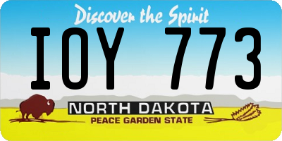 ND license plate IOY773