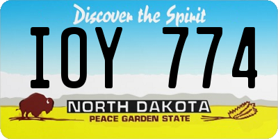 ND license plate IOY774