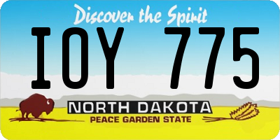 ND license plate IOY775