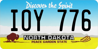 ND license plate IOY776
