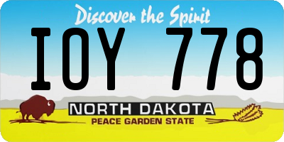 ND license plate IOY778
