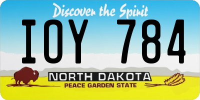 ND license plate IOY784