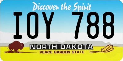 ND license plate IOY788