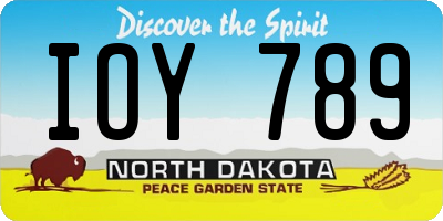 ND license plate IOY789