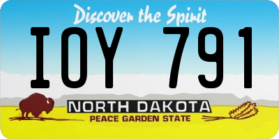 ND license plate IOY791