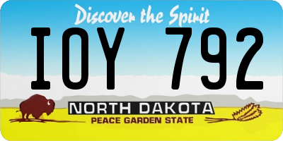 ND license plate IOY792