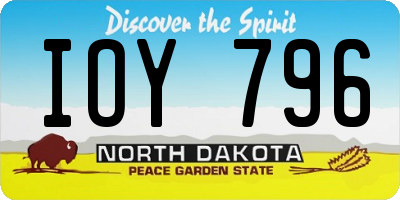 ND license plate IOY796