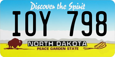ND license plate IOY798