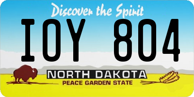 ND license plate IOY804