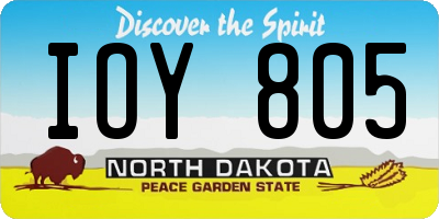 ND license plate IOY805