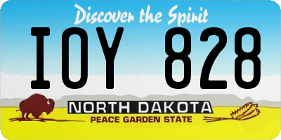 ND license plate IOY828