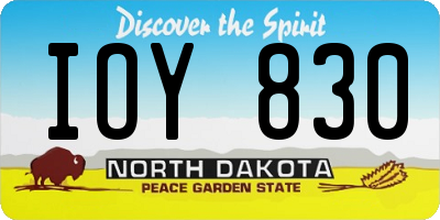 ND license plate IOY830