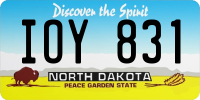 ND license plate IOY831