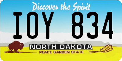 ND license plate IOY834
