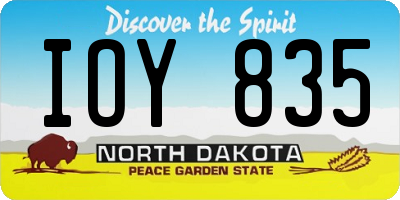 ND license plate IOY835