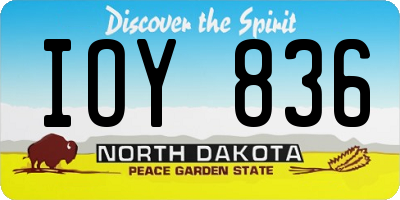 ND license plate IOY836