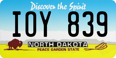 ND license plate IOY839