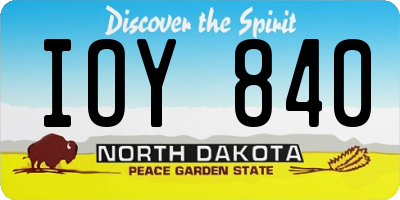 ND license plate IOY840