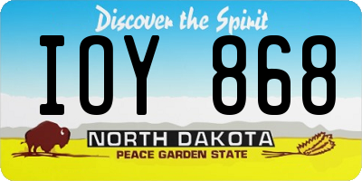 ND license plate IOY868