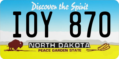 ND license plate IOY870