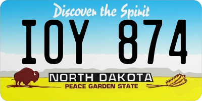 ND license plate IOY874