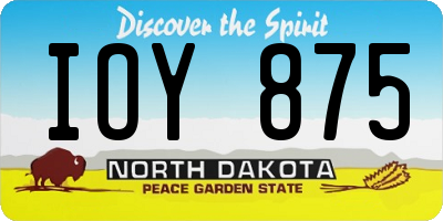 ND license plate IOY875