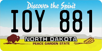 ND license plate IOY881