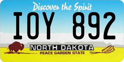ND license plate IOY892