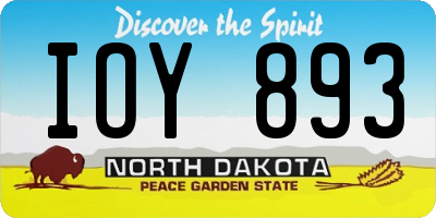 ND license plate IOY893