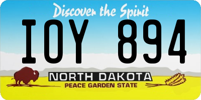 ND license plate IOY894