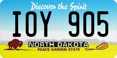 ND license plate IOY905