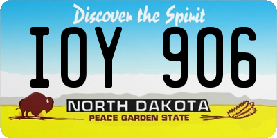 ND license plate IOY906