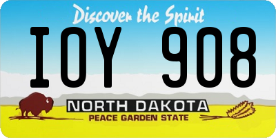 ND license plate IOY908