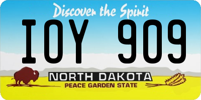 ND license plate IOY909